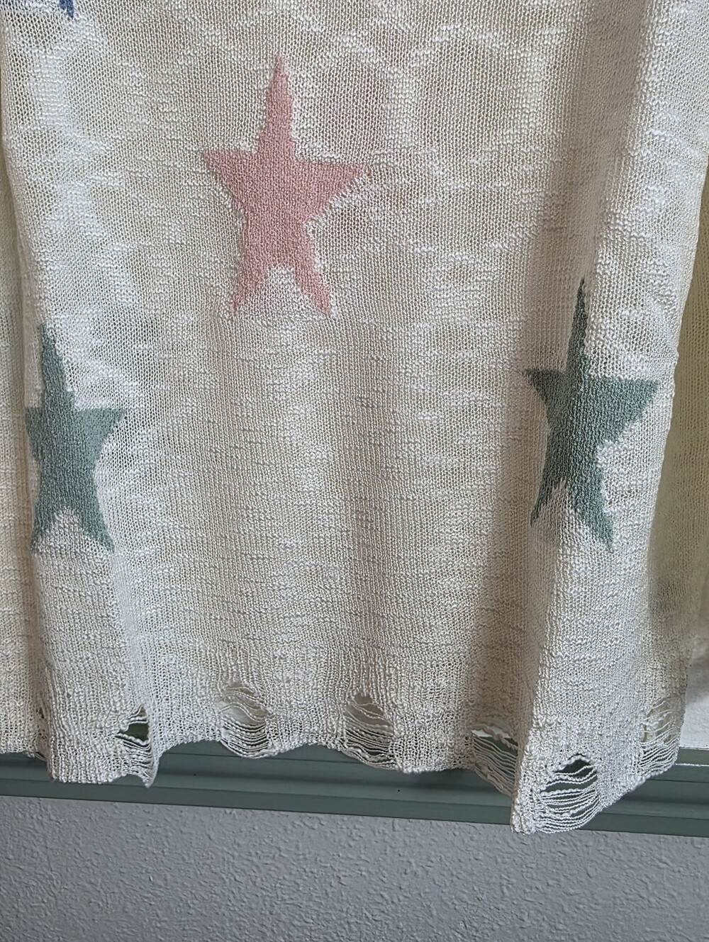 Adora Distressed Star Knit Sweater Medium - Picture 5 of 14